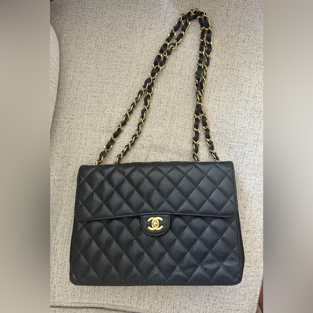 SOLD!! Chanel Black Quilted Shoulder Bag with Gold Chain